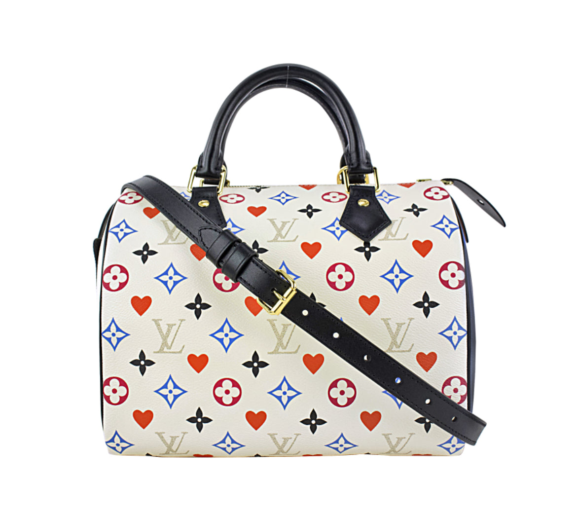 Louis Vuitton
White Multicolor Monogram Canvas Game On Speedy Bandoulière 30 Gold Hardware