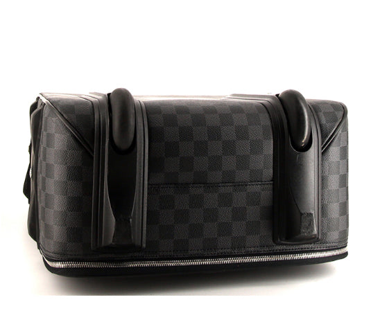 Valigia flessibile Louis Vuitton Pegase in tela a scacchi e pelle nera