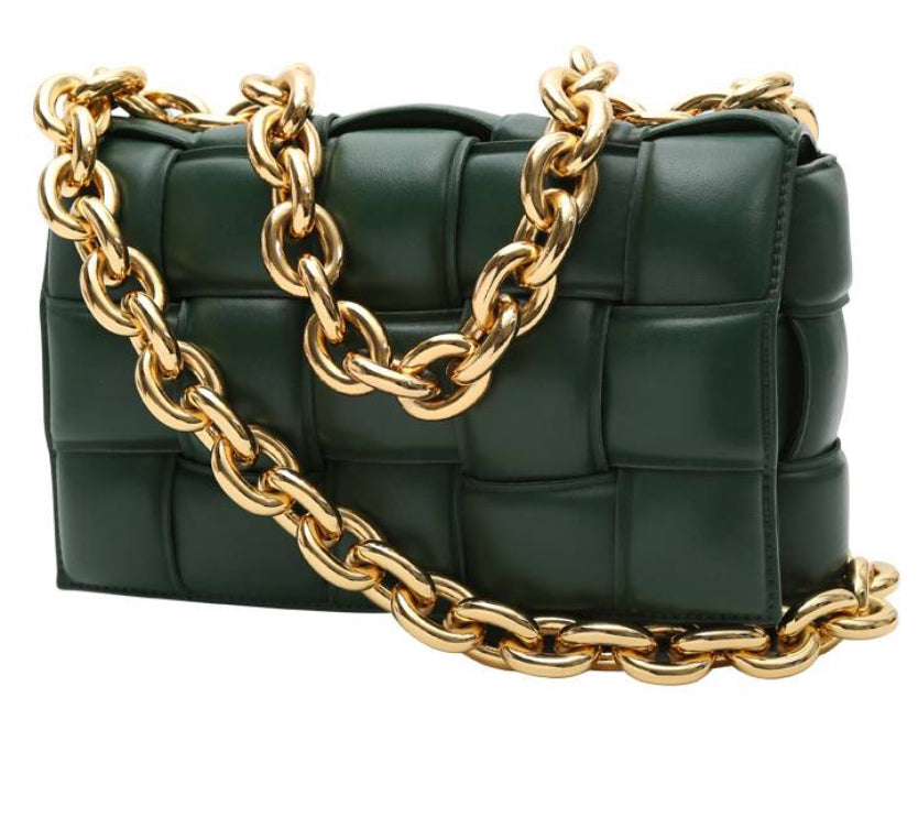Borsa a tracolla Bottega Veneta Cassette in pelle intrecciata verde-pino