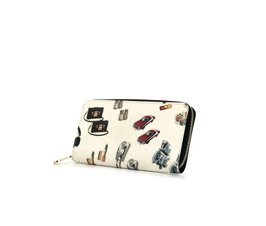 Portafogli Louis Vuitton Zippy in tela monogram cerata color crema con motivo