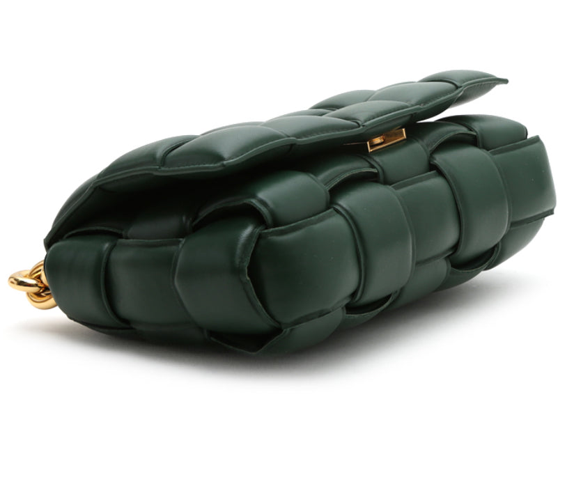 Borsa a tracolla Bottega Veneta Cassette in pelle intrecciata verde-pino