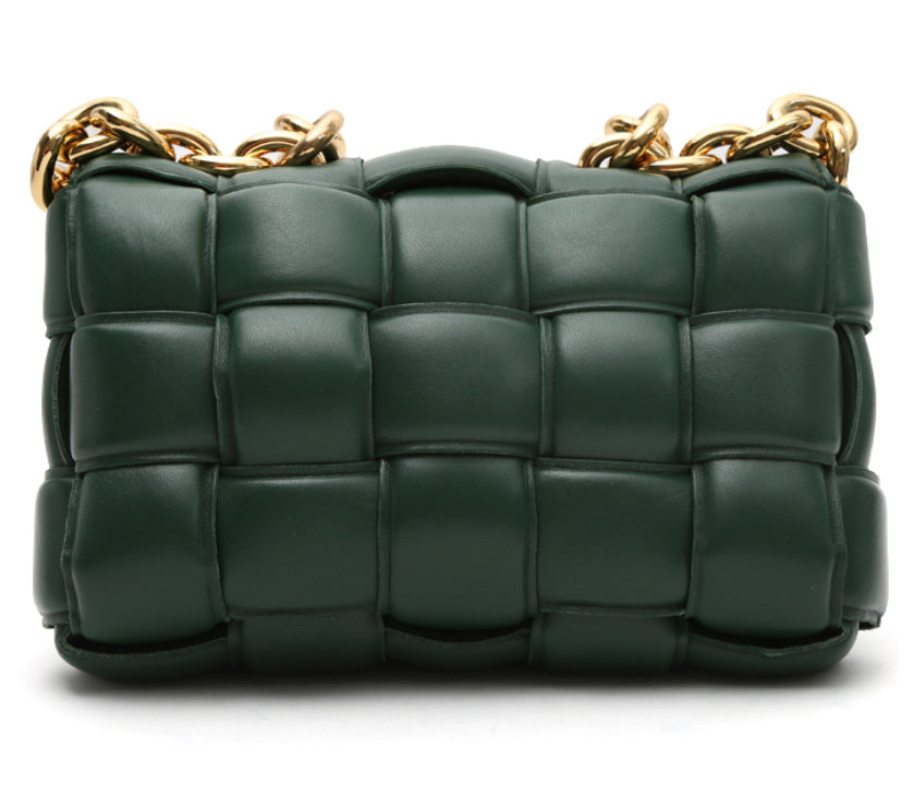 Borsa a tracolla Bottega Veneta Cassette in pelle intrecciata verde-pino