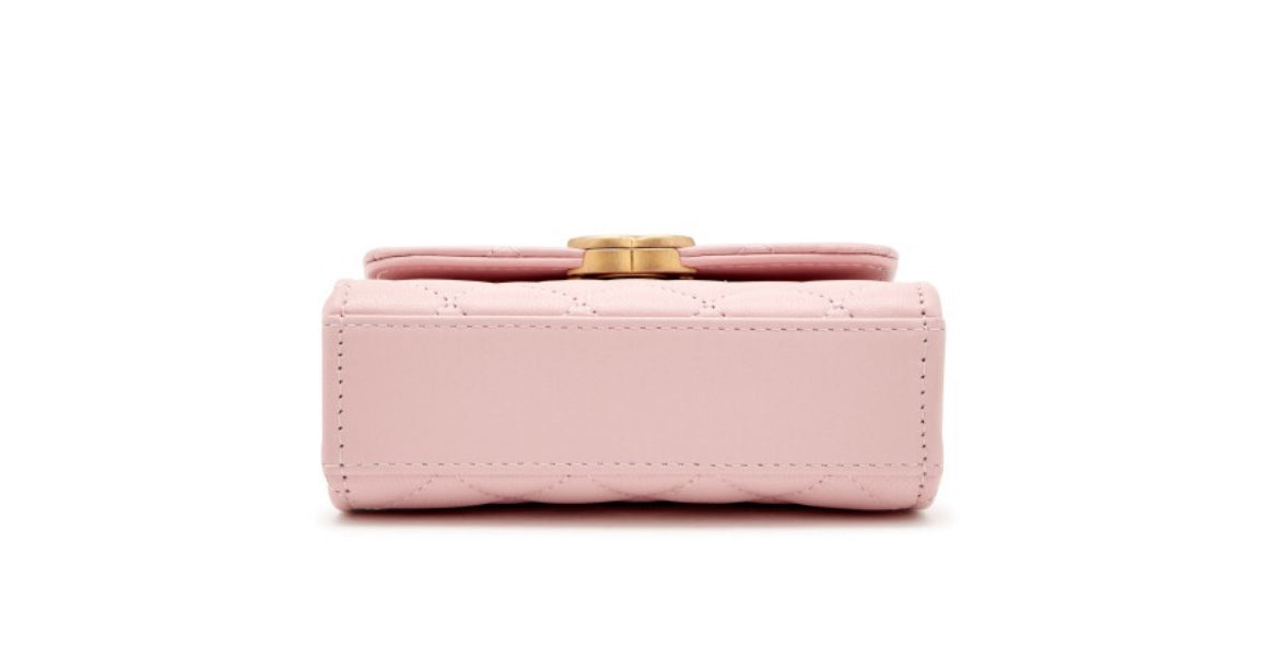 Chanel
Pink Quilted Lambskin Enamel Micro Extra Mini Handle Clutch with Chain Brushed Gold Hardware, 2022