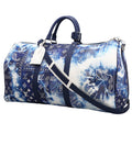 Borsa da viaggio Louis Vuitton Keepall Editions Limitées in tela monogram blu e bianca