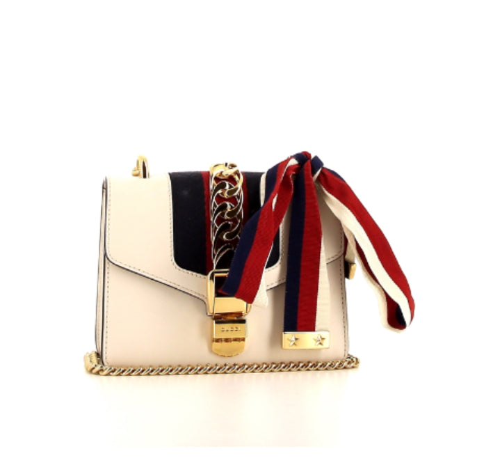 Borsa a tracolla Gucci Sylvie in pelle bianca