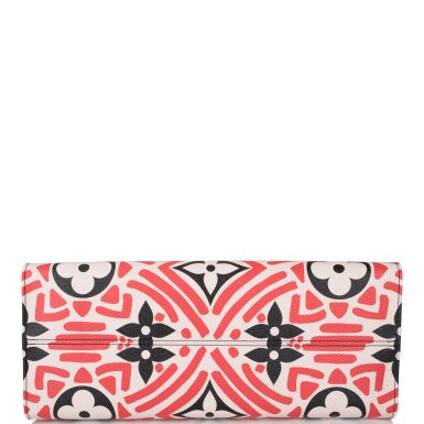 Louis Vuitton Cream Red Monogram Giant Coated Canvas Crafty OnTheGo GM Gold Hardware