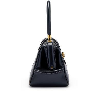 Blue Lambskin Doctors Bag Gold Hardware, 1970s