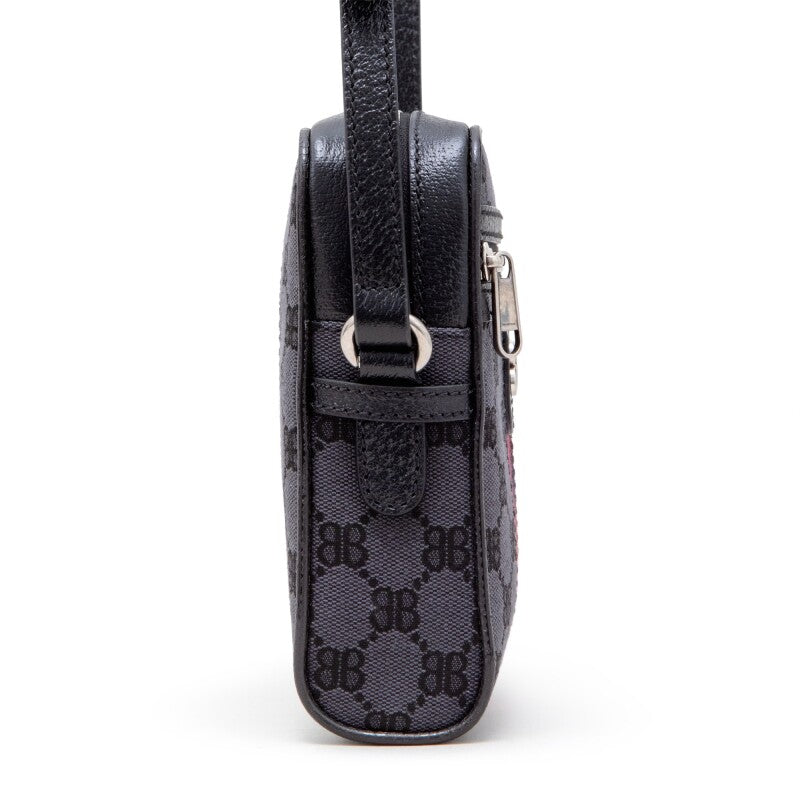 Gucci x Balenciaga The Hacker Project
Black Monogram Jacquard Canvas Hacker Shoulder Zip Bag Silver Hardware, 2021