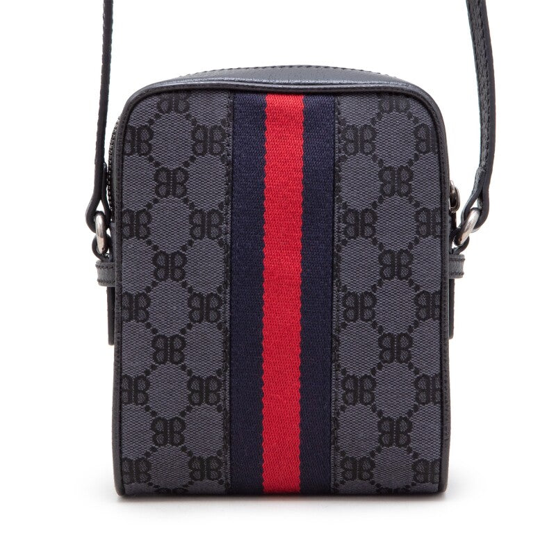 Gucci x Balenciaga The Hacker Project
Black Monogram Jacquard Canvas Hacker Shoulder Zip Bag Silver Hardware, 2021
