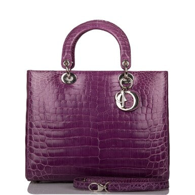 Christian Dior
Purple Shiny Crocodile Large Lady Dior Bag Silver Hardware