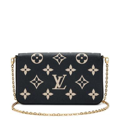 Louis Vuitton
Black and Beige Giant Monogram Empreinte Félicie Pochette Gold Hardware, 2021