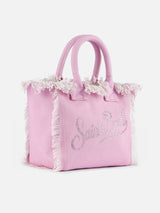 Borsa Colette in tela di cotone rosa con strass