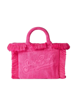 Borsa a mano Colette in morbida spugna fucsia con logo in rilievo