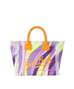 Borsa a mano Colette in tela di cotone multicolore con stampa onde