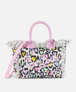 Borsa Colette in tela di cotone dal cuore animalier