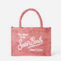 Borsa Colette in rafia rosa con ricamo Saint Barth