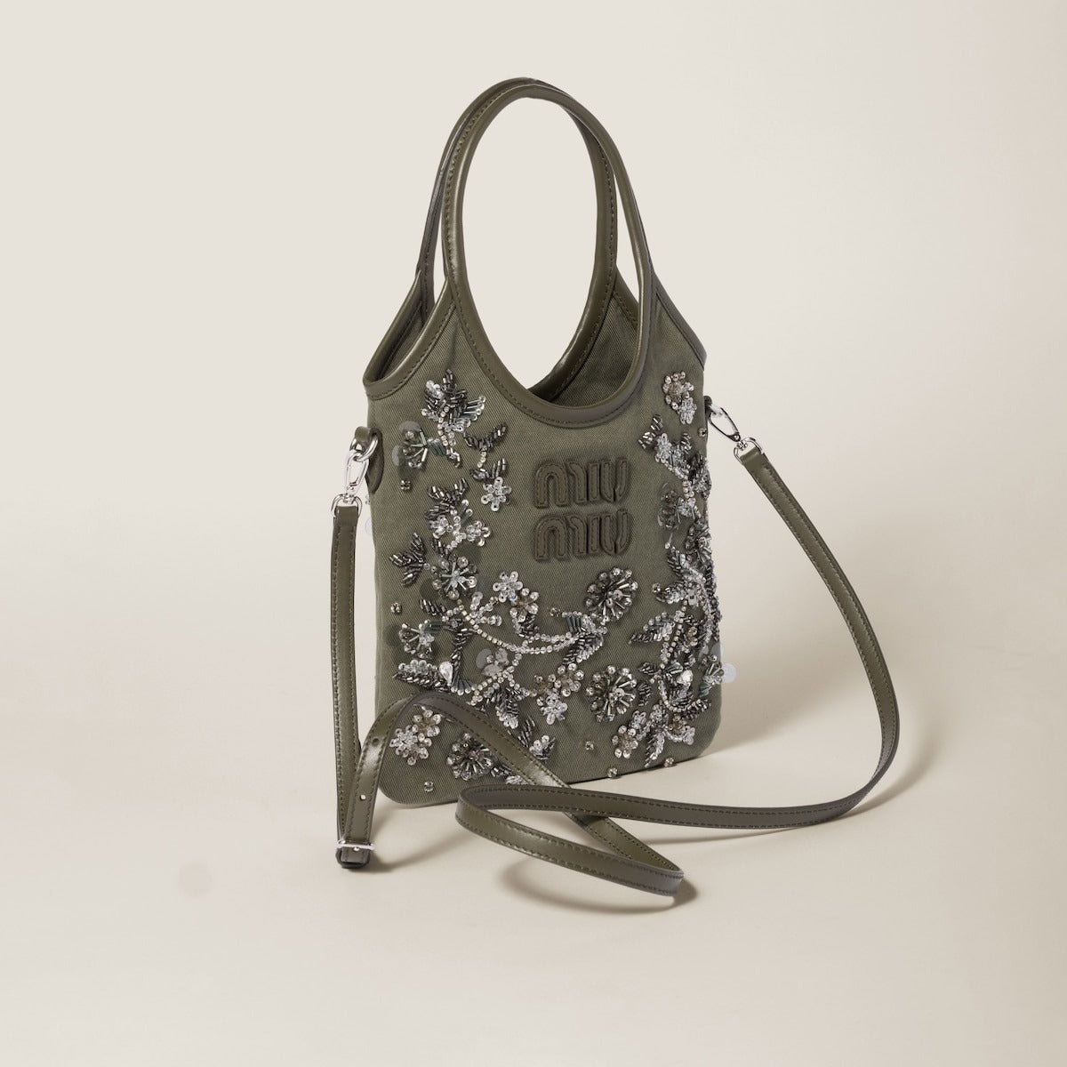 Borsa IVY in gabardine con ricami