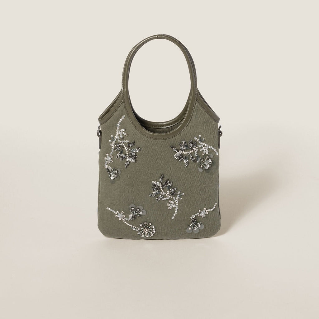 Borsa IVY in gabardine con ricami