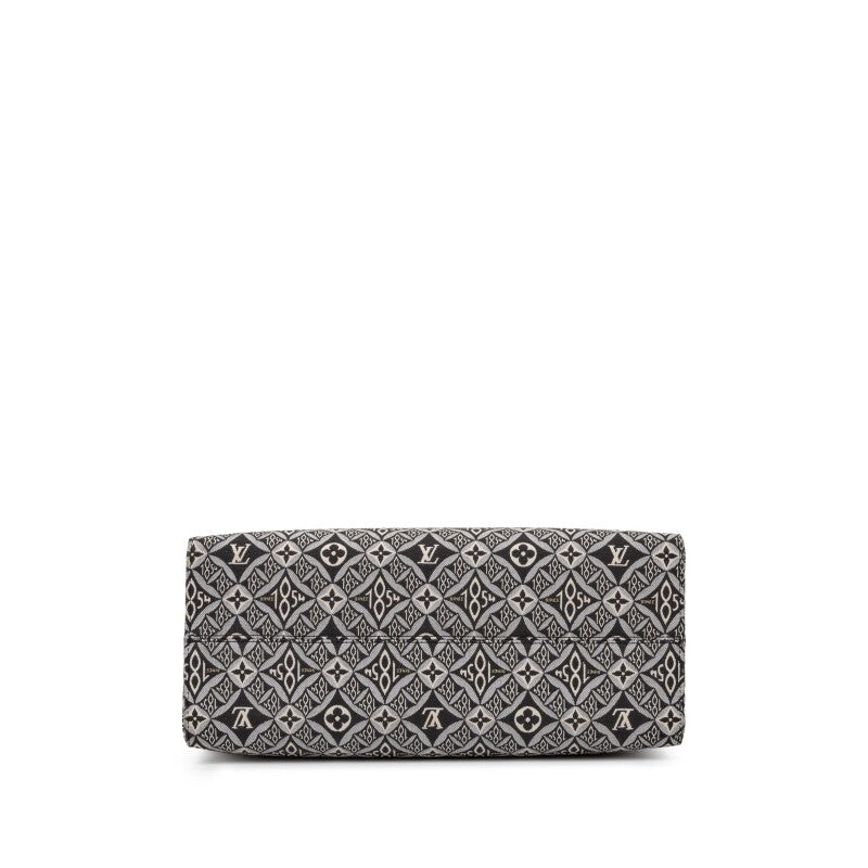 Louis Vuitton Black and White Jacquard and Calfskin Since 1854 On The Go GM Tote Gold Hardware, 2020