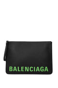 BALENCIAGA Pochette Pelle Nero Verde Fluo