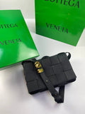 BOTTEGA VENETA Cassette Intrecciato grained leather shoulder bag black